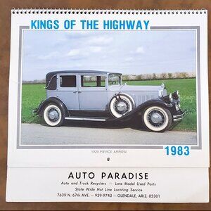 1983 Kings of the Highway Vintage Car Calendar - Advertising Auto Paradise AZ